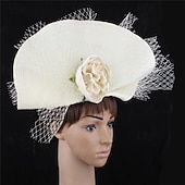 economico Fascinatori-Fascinator Carta pura Matrimonio Compleanno Vintage Carino Retrò Con Fiore Tulle Copricapo Copricapo