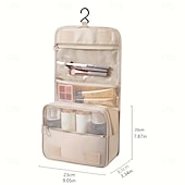 abordables stockage de bagages et de voyage-Trousse de toilette en sergé, grande capacité, portable et multifonctionnelle, idéale pour les voyages. Trousse de toilette unisexe avec crochet de suspension, pochette à maquillage, organisateur de