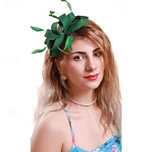 billige Fascinatorer-fascinators Linfrø Fjær Bryllup Bursdag Elegant søt stil Med Fjær Hodeplagg Hodeplagg
