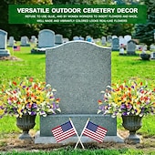  10 Bundles Artificial Outdoor Flowers, Faux Calla Lily and Spring Grass Bouquets, Plastic UV Resistant Fake Plants for Garden, Wedding, Home, Hotel Decoration