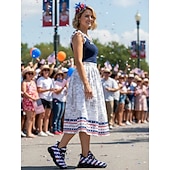  Women's Red USA Flag Sneakers – Lightweight Breathable Strap Running Shoes, Patriotic Stars & Stripes Style for Independence Day, Parades, Festivals, Outdoor Walking & Casual Wear