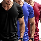 billiga grundläggande t-shirts-Herr T-shirt T-tröja Kortärmad V-hals Sommar Vår Slät Designer Grundläggande Modernt Modernt 3 st Ledigt Semester Gata 8# 9# 4# Topp t-shirt för män