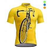 זול חולצות גברים-בגדי ריקוד גברים חולצת ג'רסי לרכיבה גראפי גיאומטרי שרוולים קצרים אופנייים טי טי צמרות עם 3 כיסים אחוריים רכיבת הרים רכיבת כביש עמידות UV ייבוש מהיר רוכסן קדמי רצועות מחזירי אור ספורט צהוב כחול כתום