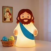abordables Veilleuses pour chambre d'enfant-Veilleuse petit Jésus, mini lampe Jésus en silicone, veilleuse à intensité variable pour chambre d'enfant, lampe tactile rechargeable, idéale comme cadeau de Noël, de Pâques ou de baptême