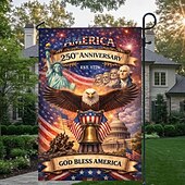 cheap 250th Anniversary-U.S. 250th Anniversary America Garden Flag Patriotic Artwork Featuring Eagle Liberty and Historic Icons Celebrating US Heritage Outdoors deco