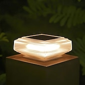 baratos Candeeiros Luzes de Exterior-Conjunto de 2 postes de luz solar para cerca, à prova d'água, com energia solar e luz branca quente, ideais para iluminação de jardins, pátios e varandas.