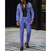  رجالي بليزر + بنطلون رسمي سترة الدعاوى عمل حفلة كوكتيل حفلة الزفاف 2 قطعتين موضة كاجوال الربيع الخريف بوليستر ألوان متناوبة جيب Buttons مريح صدر فردي سترة رياضية رمادي داكن أسود أبيض أحمر غامق