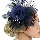 cheap Fascinators-Fascinators Net Wedding Birthday Vintage Cute With Feather Tulle Headpiece Headwear