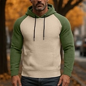 economico felpe con cappuccio da uomo di base-Per uomo Felpa con cappuccio Felpa con cappuccio a nido d'ape Aalbicocca Grigio 2 # Grigio 3# Nero Grigio chiaro Con Cappuccio Colletto Mao Semplice Patchwork Blocco di colore Casuale Quotidiano