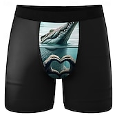 abordables Animaux &amp; Oiseaux-Homme Crocodile Forme de Coeur Hilarant Boxers extensibles Caleçons de Bain Shorts de bain boxeur Drôle Occasionnel Maison Vacances à la Plage Ceinture Élastique Évacuation de l'humidit