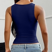 billiga Enkel tank-Dam Linne Slimfit topp Tunika Ensfärgat Elegant Stylish Varm Ärmlös remmar Crop Tops Dagligen Sport Utekväll Svart Vit Gul Rodnande Rosa Marinblå Sommar Vår