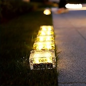 お買い得  経路ライト＆ランタン-大型屋外ソーラー防水ガラスアイスブリックパスライト6個セット、庭、庭、芝生、通路、別荘、農場、パティオ、階段用装飾LEDランプ – 夏の雰囲気のある景観照明