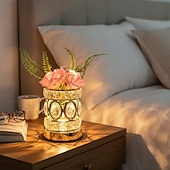 cheap Lamps &amp; Lamp Shades-Rose Flower Lamp, Rechargeable Cordless Touch Crystal Bedside Table Lamp with 3-Color Dimmable Small Night Light - Birthday Gifts for Women, Mom, Wife, Living Room, Bedroom Decor, Romantic Home Decor