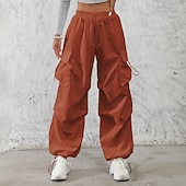 economico pantaloni cargo da donna-Per donna Pantaloni Cargo Pantaloni Pantaloni da Lavoro Pantaloni Estivi Vacanza Moda Casual Quotidiano Lunghezza intera Misura del girovita medio Semplice Coulisse Tasca Elastico in vita Comodit