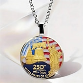  Set di 3 pezzi per la collana del 250° anniversario degli Stati Uniti: ciondolo con aquila 2D e bandiera americana, gioiello commemorativo patriottico, oggetto da collezione 1776-2026, Giorno dell'Indipendenza, 4 luglio, regalo per l'orgoglio americano.