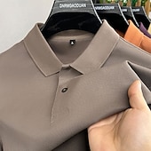 cheap Men's Classic Polo-Men's Polo Polo Shirts Casual Vacation Lapel Short Sleeve Fashion Modern Plain Buttons Plain Summer Spring Regular Fit Lake blue Black White Yellow Pink Red Polo