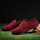 economico Mocassini casual-Per uomo Vintage Casual Quotidiano Camoscio Confortevole Traspirante Mocassino Giallo Chiaro Grigio scuro Vinaccia Estate Primavera Autunno