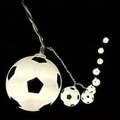abordables Alimentación por batería-1 cadena de luces LED de 2 m y 10 ledes para balón de fútbol: luces LED de interior con caja de batería, luz cálida, luz blanca y opciones de luz de colores para sala de estar, dormitorio, fiesta y