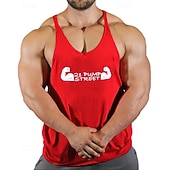 billiga Löpar-T-shirts och linnen-Herr Grafisk Bokstav Träningströja Linne för jogging Gymlinne Sommar Ärmlös Snabb tork Fuktabsorberande Gymträning Aktiv träning Träning Blå Svart Vit Sportkläder Sportkläder