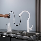 זול ברזים למטבח-ברז כיור מטבח עם מרסס נשלף, ברז מטבח מסחרי בעל ידית אחת בקשת גבוהה