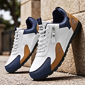 お買い得  カジュアルスニーカー-フェイクレザーのオーバーレイを使用したスタイリッシュなメンズレースアップスニーカー。モダンなスポーツデザイン。カジュアルウェア、旅行、ストリートスタイルに最適です。