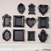 cheap Picture Frames-Vintage Black Resin Decorative Frame, Handmade Hand-Painted Ornate Wall Hanging Frame for DIY Wall Decor, Photo Display Frame, Home Wall Decoration Prop for Parties, Festivals