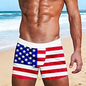  Per uomo 4 luglio, 250° anniversario degli Stati Uniti Bandiera degli Stati Uniti Boxer elasticizzati Costume nuoto a pantaloncino Pantaloncini da bagno boxer Patriotico Casuale Casa Vacanza al Mare