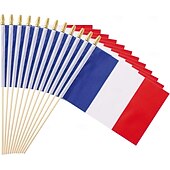 levne Světový fotbalový zápas 2026-25balení malých francouzských vlaječek, ruční mini francouzská vlajka na tyčce, 5x8 palců, na letní mistrovství světa ve fotbale, sportovní akce, párty dekorace, fandění fanoušků