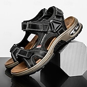 cheap Vacation Sandals-Men's Brown Outdoor Sandals – Adjustable Strap Summer Shoes, Breathable Comfort, Hiking, Beach &amp; Travel Wear