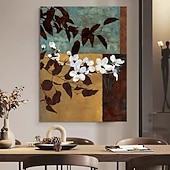 cheap Abstract Paintings-Handmade Oil Painting Canvas Wall Art Decoration Wabi Sabi Style Modern Decorative Painting Simple Floral Texture for Home Decor Rolled Frameless Unstretched Hanging Mural Painting