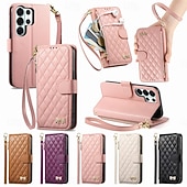 cheap 2026 Samsung Galaxy S26 Series-Phone Case For Samsung Galaxy S26 S26 Plus S26 Ultra Wallet Case Flip Cover Zipper with Wrist Strap Kickstand Retro TPU PU Leather