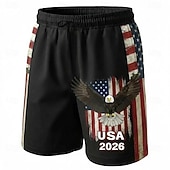  Men's 4th of July U.S. 250th Anniversary Eagle American Flag Swim Trunks Swim Shorts Board Shorts Mid Waist Patriotic Holiday Side Pockets Mesh Lining Elastic Drawstring Waist Designer Clothing