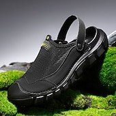 abordables sandalias de exterior-Zapatillas de punto para hombre, sin cordones, para exteriores: zapatillas deportivas informales, ligeras y transpirables, ideales para actividades al aire libre, caminar, viajar y para la playa.