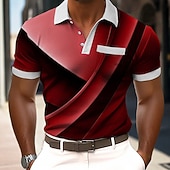 cheap Men's Geometric Polo-Men's Abstract Geometic Polo Shirts Short Sleeve Polo Shirts Lapel Business Casual Outdoor Holiday Daily Wear Pocket 3D Print Spring &amp; Summer Blue Red Purple