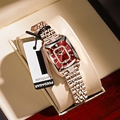 billige Kvartsklokker-Morsdagsgave dameklokke, firkantet urskive i roségull med glitrende krystaller, vanntett kvarts armbåndsur i rustfritt stål, elegant klokkesmykke til kona, urskiver i flere farger