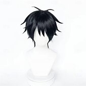 cheap Anime Wigs-Ocean Adventurer Short Black Spiky Anime Wig For Cosplay Party