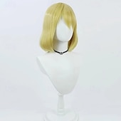 ieftine Peruci Anime-Perucă bob scurtă blondă cu breton, stil Ocean Adventurer, pentru petrecere cosplay
