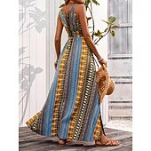 economico Vestiti-Stile Boho Retrò Vintage Boho Lunghezza lunga Vestito Senza maniche Stile Boho Scollo a V Costume Per donna Mascherata Festival Musicale Festa a tema retrò Adulti Vestito Estate