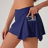 Χαμηλού Κόστους Γυναικείες φούστες και σορτς-Γυναικεία Μονόχρωμο Casual φούστα Φούστες τένις με σορτς Αθλητική φούστα Τσέπη Ψηλή Μέση Ελαστικό Σκούπισμα ιδρώτα Αναπνέει Τέννις Γκολφ Pickleball Φούστες Φόρμα Μαύρο Μπλε Σκούρο μπλε Ρούχα τένις