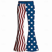  250° anniversario USA Retrò Vintage Anni '70 Pantaloni Pantaloni a zampa d'elefante Hippie Disco Vita alta Costume Per donna Mascherata 4 Luglio Feste Giorno dell'Indipendenza Adulti Pantaloni