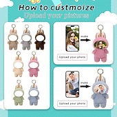 お買い得  パーソナライズされたテキスタイル-カスタム面白い顔のぬいぐるみキーホルダー、パーソナライズされた写真イースターバニーキーホルダーギフト写真人形ウサギの耳、ソフトバッグチャーム、バックパックアクセサリー、子供、ガールフレンド、花嫁介添人へのギフト
