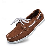abordables chaussures de bateau-Mocassins à lacets en daim marron pour homme – chaussures habillées décontractées, idéales au quotidien, au bureau et pour un look élégant en extérieur.