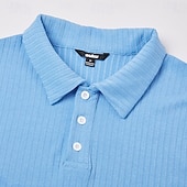 economico Polo Classico da Uomo-Per uomo Top a Maglia a Coste Testurizzato Casuale Lavoro Bavero Colletto Polo a Coste Manica Corta Essenziale Moderno Blocco di colori Bottoni Lavorato a maglia Primavera &amp; Estate Blu Bianco Giallo