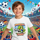 economico Sport e Giochi 3D per Ragazzi-100% Cotone Bambini Ragazzi Bianco Grafico Calcio Magliette da calcio Maglietta Blusa Girocollo Manica Corta All'aperto Abbigliamento Quotidiano Moda Streetwear Designer Stampa Estate