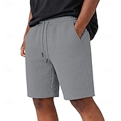 cheap Casual Shorts-Men's Shorts Casual Shorts Jacquard Pocket Plain Textured Comfort Breathable Above Knee Casual Outdoor Beach Vacation Fashion Navy Blue Light Grey Micro-elastic