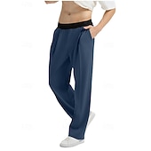 abordables pantalons décontractés-Homme Pantalons Pantalon décontracté Avec Poches Taille Élastique Bloc de Couleur Confort Longueur complète Quotidien Maison Extérieur Simple Style Classique Noir bleu marine Non Elastique
