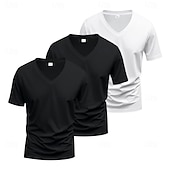 billiga grundläggande t-shirts-Herr T-shirt T-tröja Kortärmad V-hals Sommar Vår Slät Designer Grundläggande Modernt Modernt 3 st Ledigt Semester Gata 8# 9# 4# Topp t-shirt för män