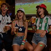 olcso Világbajnoki labdarúgó mérkőzés 2026-10 db sötétben világító foci ideiglenes tetoválás, neonzöld reaktív, vízálló &amp;könnyen eltávolítható testfesték, játékosokkal, trófeákkal, lángokkal díszítve, tökéletes fociparti ajándékok &amp;ajándékok