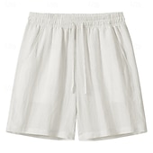 cheap Cotton Linen Shorts-Men's Shorts Summer Shorts Tencel Linen Shorts Beach Shorts Drawstring Elastic Waist Plain Comfort Soft Short Daily Outdoor Beach Fashion Casual Black White Inelastic