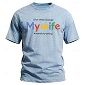  Men's I Don't Need Search My Wife Knows Everything Funny Slogan Acid Wash Vintage Humorous T Shirt Graphic Standard Fit Husband Gift Daily Wear Designer Clothing Apparel S M L XL XXL XXXL